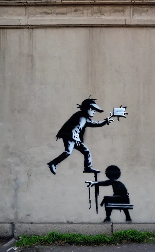 Image similar to wall with famous banksy graffiti