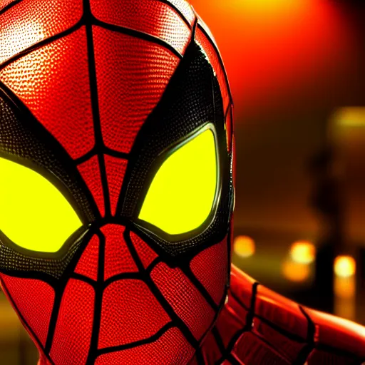 Image similar to still photo of neon spider - man, highly detailed, photorealistic portrait, bright studio setting, studio lighting, crisp quality and light reflections, unreal engine 5 quality render