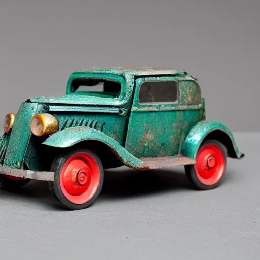 Image similar to photo of old Soviet steel toy car, 1930s, retro, 35 mm