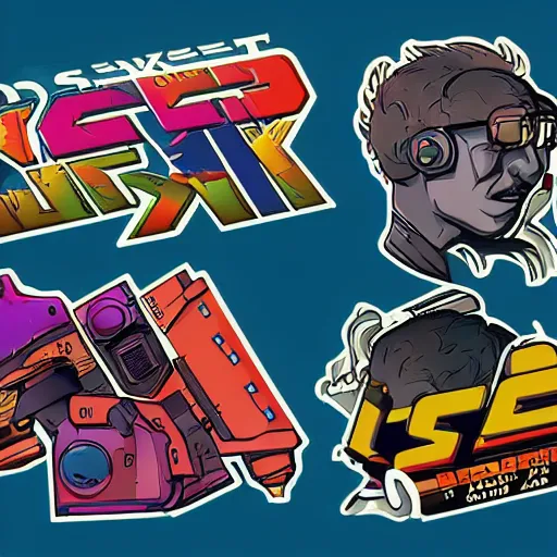 Image similar to 1 9 8 0 s scifi sticker pack, artstation