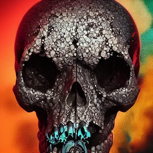 Image similar to portrait_of_a_melting_skull._intricate_abstract._intricate_artwork._by_Tooth_Wu_wlop_beeple_dan_mumford._octane_render_trending_on_artstat