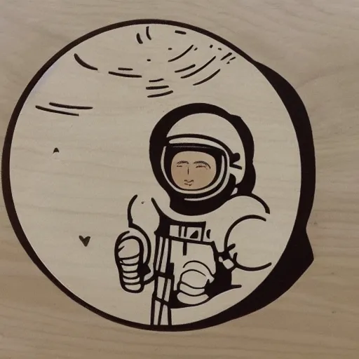 Image similar to wood cut of astronaut in space