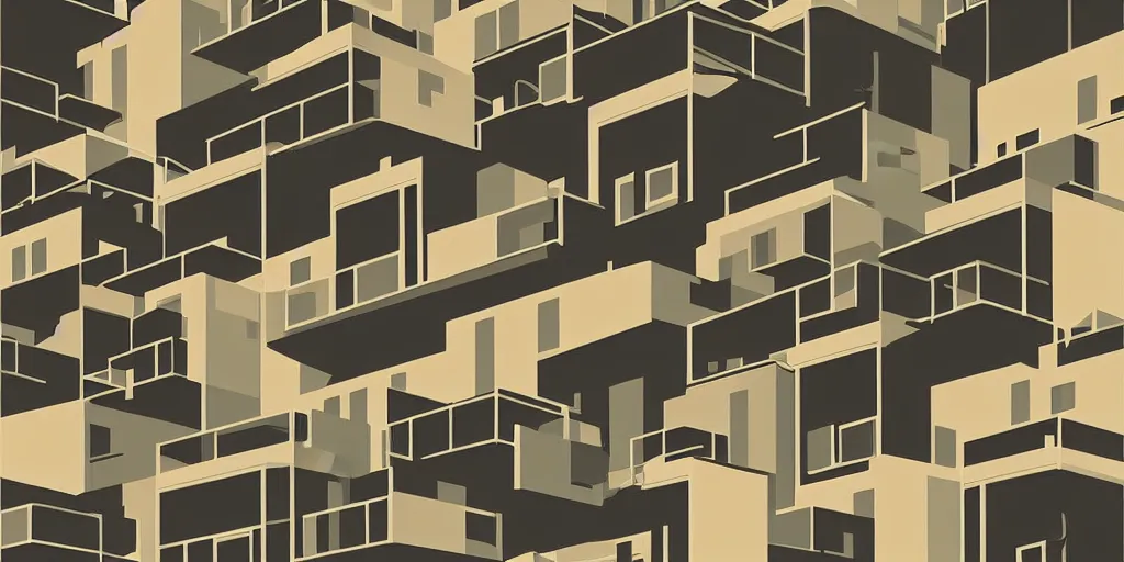 Prompt: habitat'6 7 by kenton nelson, vector art, minimalism,