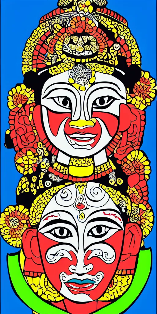 Image similar to kathakali illustration style pop art