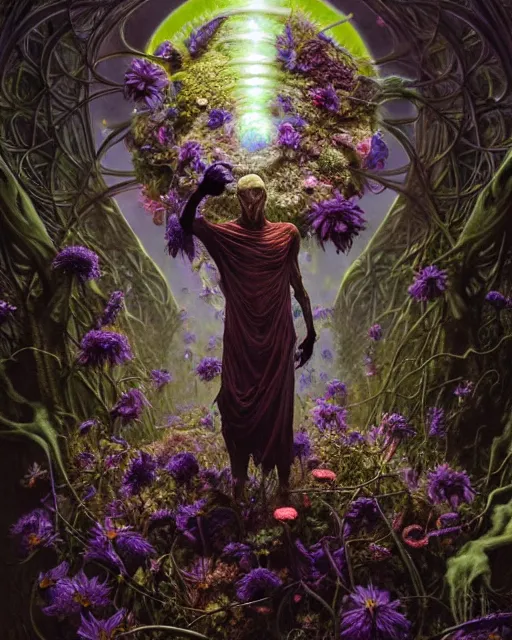 Prompt: the platonic ideal of flowers, rotting, insects and praying of cletus kasady ultimate carnage thanos dementor wild hunt doctor manhattan chtulu nazgul mandelbulb davinci, d & d, fantasy, ego death, detailed, intricate, hyperrealism, intense, scary, decay, dmt, art by artgerm and greg rutkowski and alphonse mucha