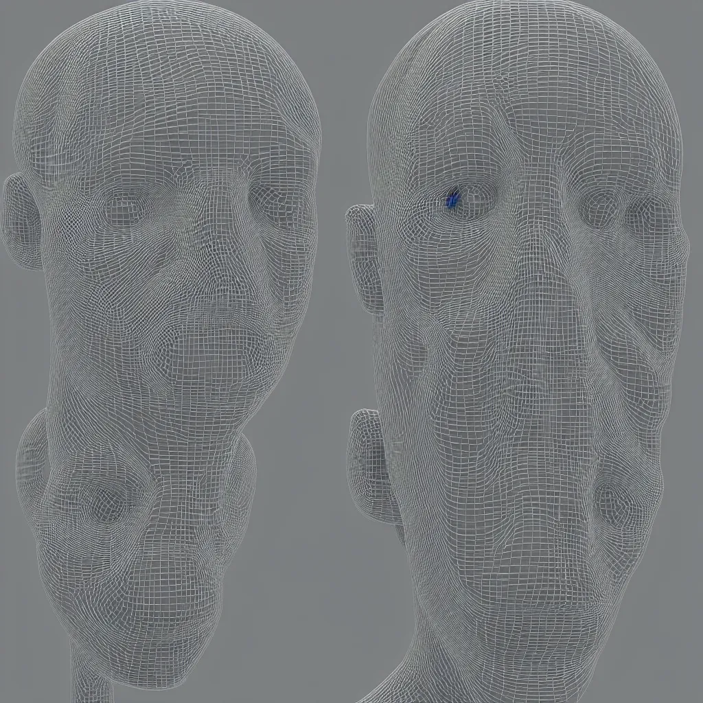 Prompt: 3 d render of a wireframe of an abstract human head, sculpture, chrometype, liquid metal, neotribal, raytraced, volumetric lightning, 8 k, by zhelong xu, tooth wu, wlop, ouchh and and innate studio