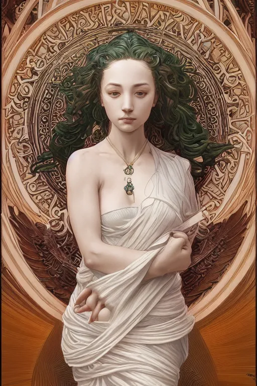 Image similar to ultra realistic illustration, a jade statue of sacred geometry, intricate, elegant, highly detailed, digital painting, artstation, concept art, smooth, sharp focus, illustration, art by artgerm and greg rutkowski and alphonse mucha