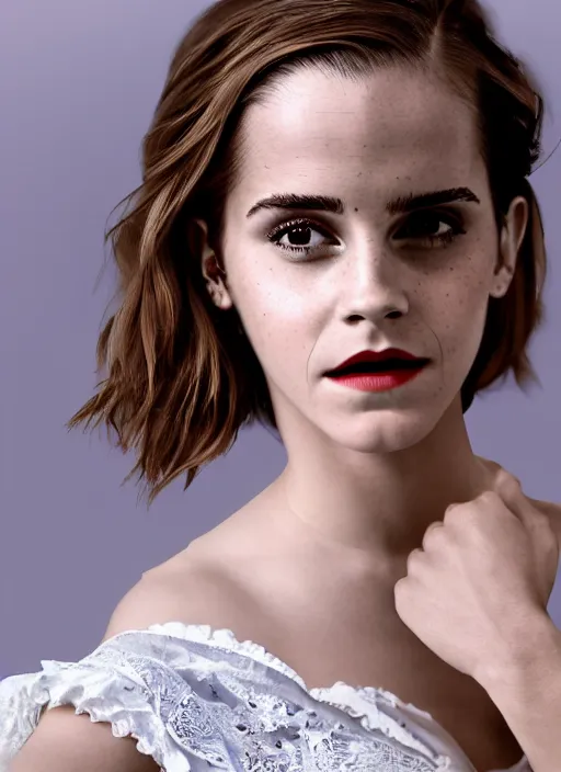 Image similar to Emma Watson for Victorian Secret, perfect face, morning bedroom aurora, hot summertime, full length shot, clolrful, XF IQ4, 150MP, 50mm, f/1.4, ISO 200, 1/160s, natural light, Adobe Photoshop, Adobe Lightroom, DxO Photolab, Corel PaintShop Pro, rule of thirds, symmetrical balance, depth layering, polarizing filter, Sense of Depth, AI enhanced