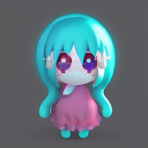 Prompt: cute fumo plush of a blob googirl, chibi monster girl, stylized shiny reflective refractive transparent liquid melty bubblegum pbr material, vray