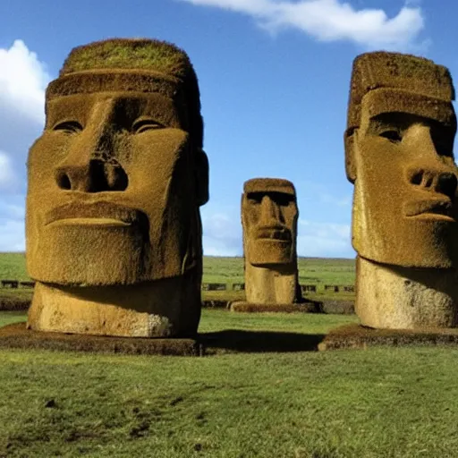 Prompt: makoto shinkai easter island head