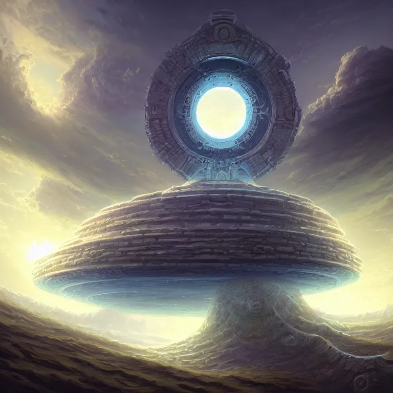 Image similar to Giant Floating Circular Ancient Sacred Sublime Cosmic Structure by Andreas Rocha