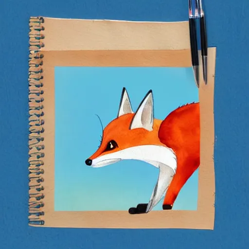 Image similar to watercolor, children book illustration, fox, white background