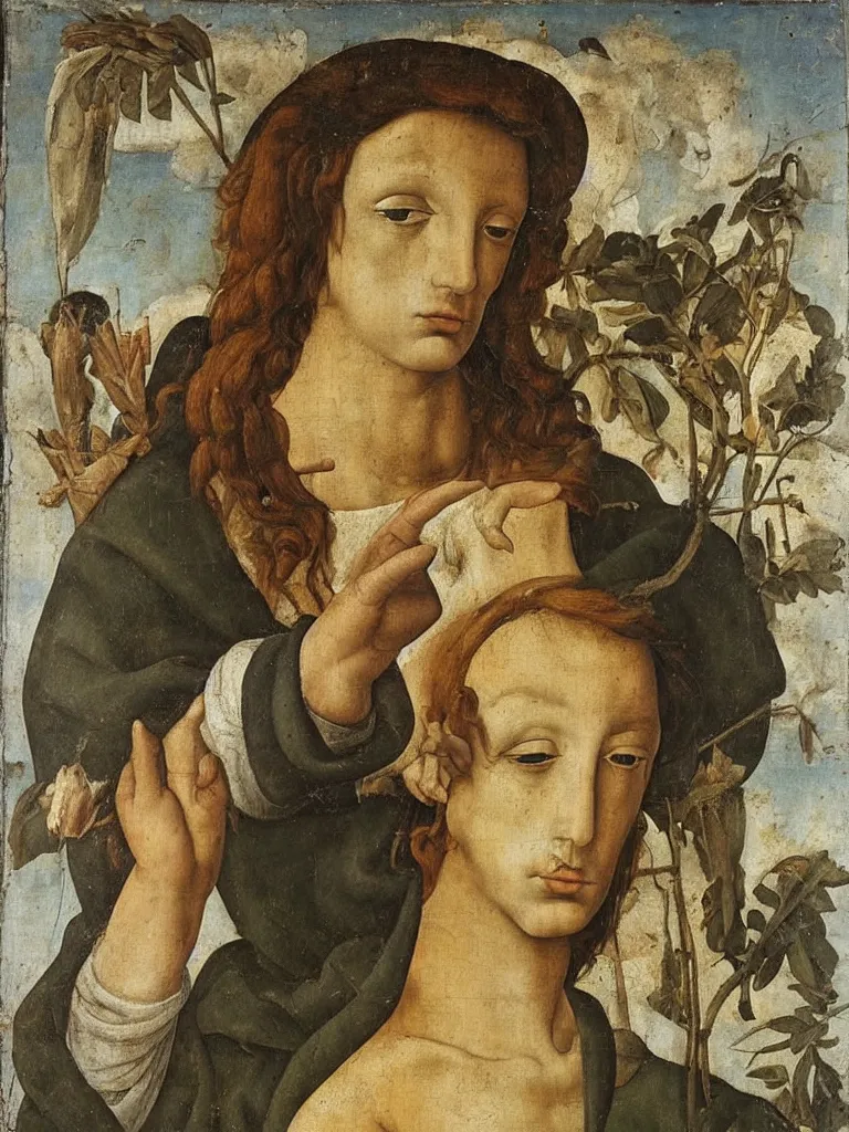 Image similar to saint roch oil painting Sandro Boticelli old master perfect preservation