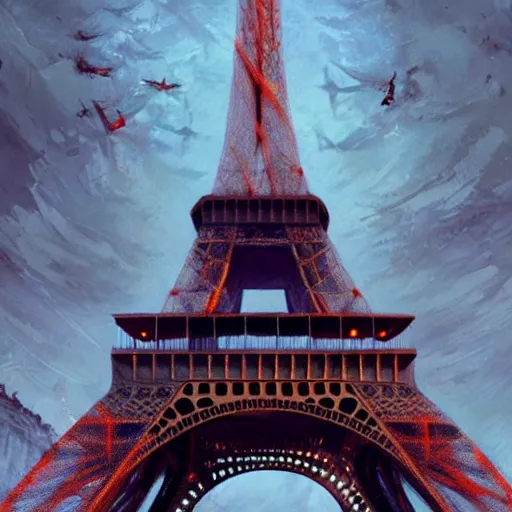 Prompt: eiffel tower, france, highly detailed, illustration, fantasy art, in the style of greg rutkowski, epic, fantasy, intricate, hyper detailed, artstation, concept art, smooth, sharp focus, ray tracing