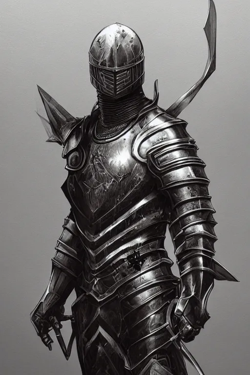 Prompt: Incredibly detailed knight by Ash Thorp and Artgerm, extremely proportionate face, sharp focus, hyper detailed