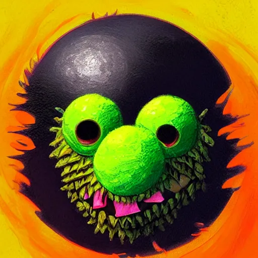 Image similar to a tennis ball monster, digital art, fantasy, magic, trending on artstation, ultra detailed, professional illustration by Basil Gogos