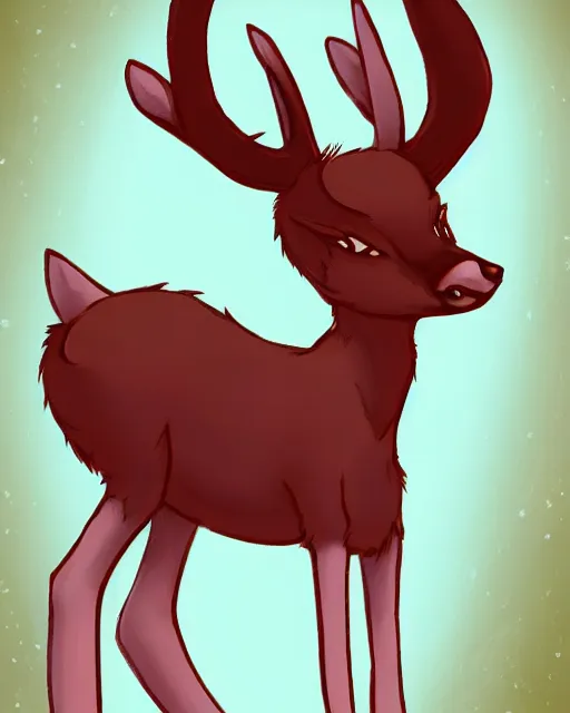 Prompt: beautiful notan art of a furry deer character, trending on FurAffinity