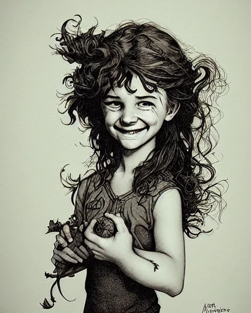 Prompt: cute smiling girl portrait by by Aaron Horkey, Abigail Larson, Adam Paquette, Adam Varga, Adolph Menzel