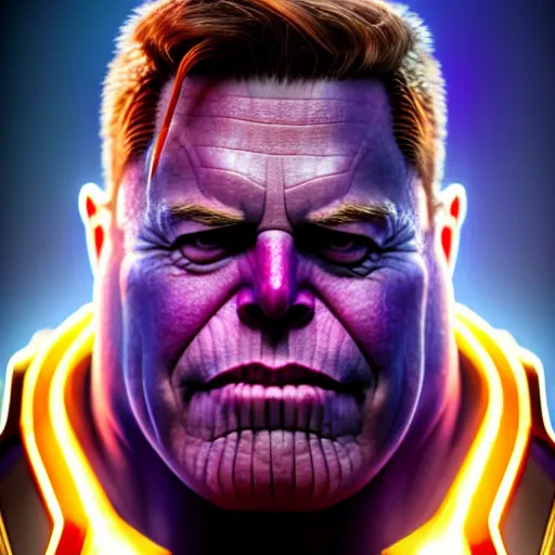 Prompt: a portrait of elon musk as thanos, the pixar adaptation, with same hairstyle, angry facial expressions, hyper detailed, digital art, trending in artstation, cinematic lighting, studio quality, smooth render, unreal engine 5 rendered, octane rendered