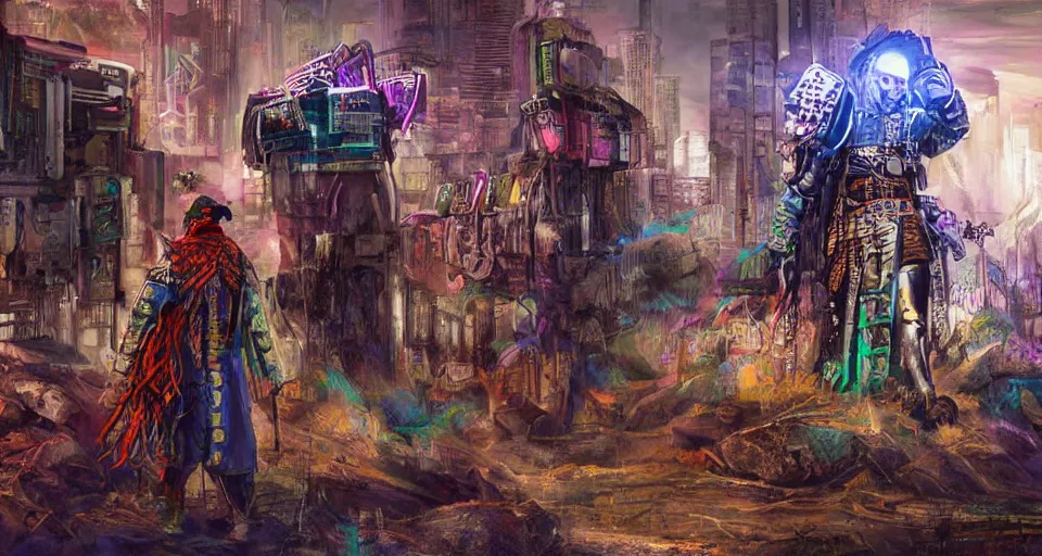 Image similar to mapuche, cyberpunk, conquest, high detail,