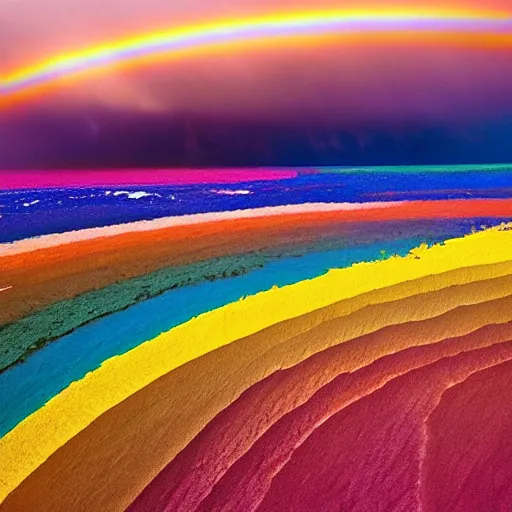 Prompt: national geographic photo of a million rainbows taking up the entire sky