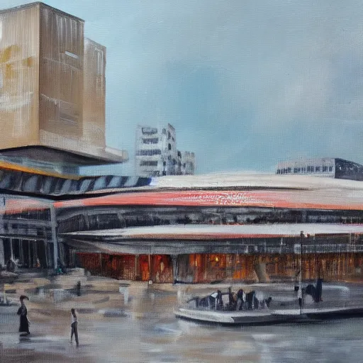 Image similar to a messy painting of The Southbank Centre. Trending on ArtStation.