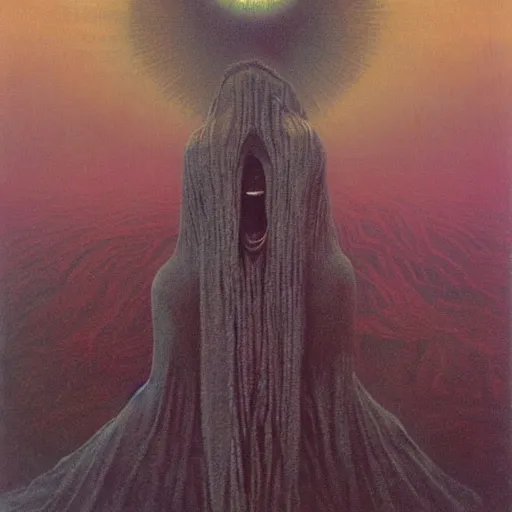 Image similar to the queen of the sun by zdzislaw beksinski and h. r. giger, oil on canvas