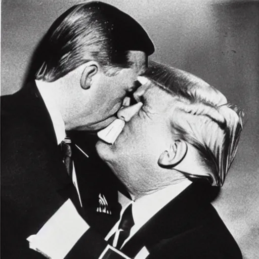 Image similar to still of donald trump kissing adolf hitler