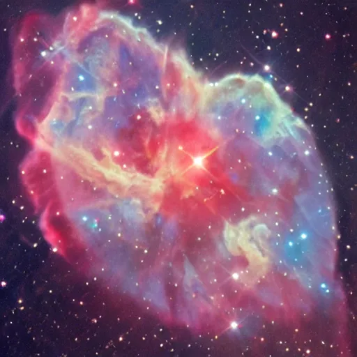 Image similar to a nebula in the shape of a heart, hubble