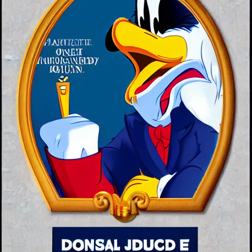 Image similar to donald duck angry at joe biden, disney, award - winning, artstation,