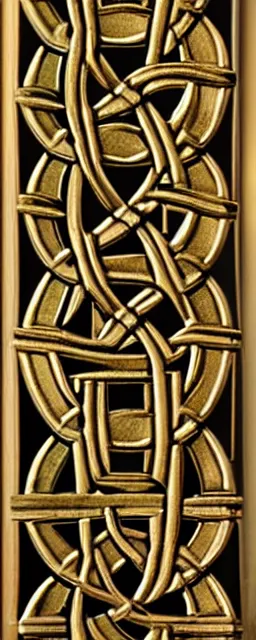 Prompt: gold celtic wall carvings