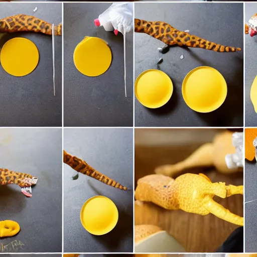 Image similar to making of an edible giraffe, from the beautiful'how to make food art step by step collection ', dslr