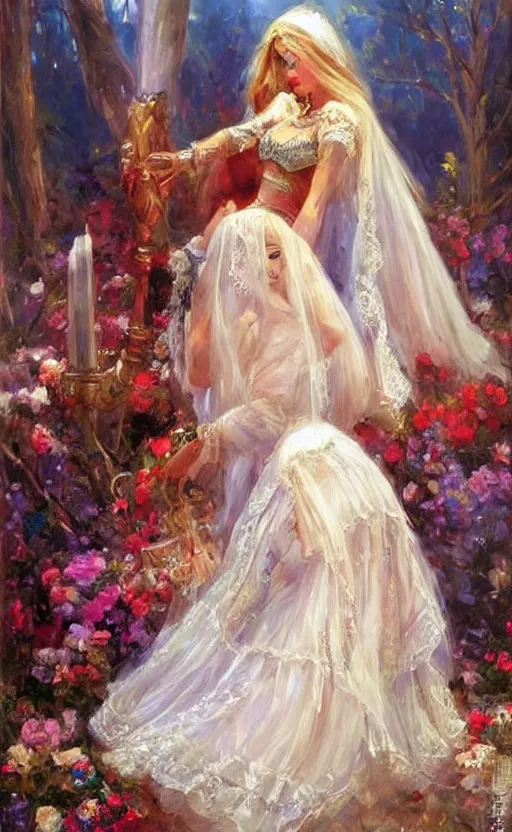 Image similar to Gypsy gothic princess. by Konstantin Razumov, horror scene, highly detailded