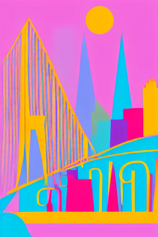 Image similar to minimalist boho style art of colorful san francisco, illustration, vector art