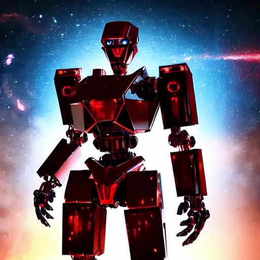 Image similar to a shiny ornate boxing red humanoid mecha in galaxy, epic pose, bright, by war robots, real steel ( 2 0 1 1 ), westworld and eve venture and pacific rim and machine warrior 5, cryengine, frostbite 3 engine, sharp focus, 8 k, high definition, insanely detailed, beautiful lighting,