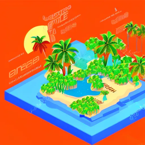 Prompt: beautiful isometric tropical island