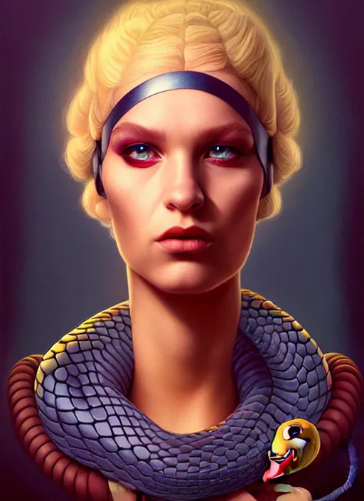 Image similar to snake portrait, pixar style, by tristan eaton stanley artgerm and tom bagshaw.