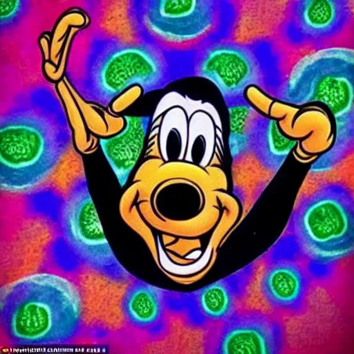 Prompt: goofy having a psychedelic dmt mushroom lsd trip