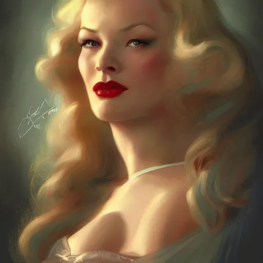 Prompt: a portrait of veronica lake by charlie bowater and anna dittmann and gil elvgren.