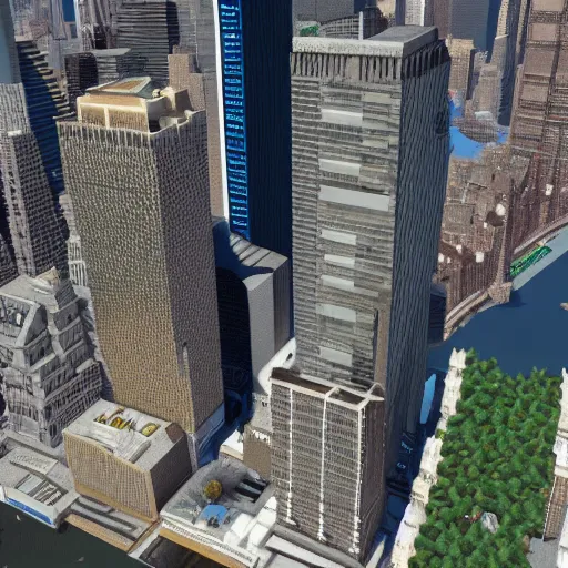 Image similar to mincraft in real life, new york city