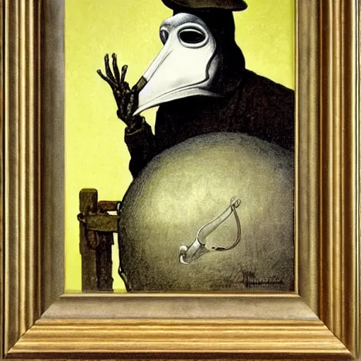 Image similar to A plague doctor portrait by Norman Rockwell