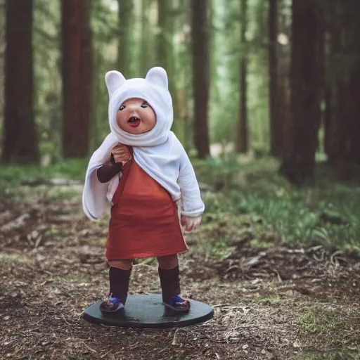 Image similar to portrait photo still of real life finn from adventure time, 8 k, 8 5 mm f 1. 8