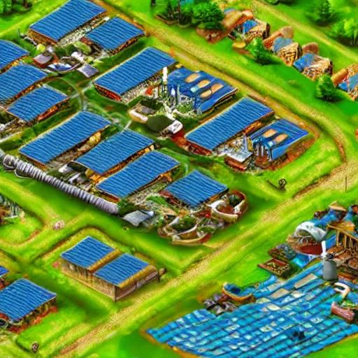 Image similar to solarpunk village