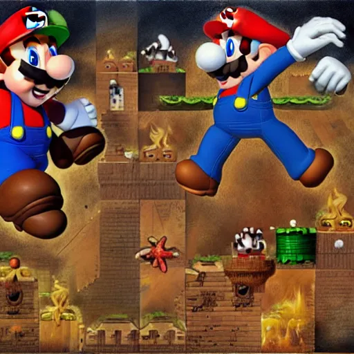 Prompt: super Mario Bros by Salvator Rosa