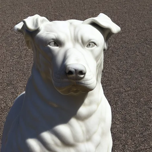 Image similar to marble statue of a dog, realistic, artistic, 4 k resolution, award winning
