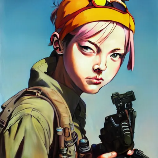 Image similar to tank girl comic art portrait, photo realistic, stylish, highly detailed, digital painting, ghibli masterpiece!, makoto shinkai!, bluth!, fujita goro!, giraud!, ghailan!, akihiko yoshida!, fadeev! 8 k