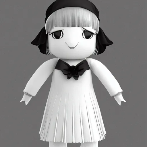 Image similar to cute fumo plush of a modern flapper girl in a stylish dress, 1 9 2 0 s, black and white, vray