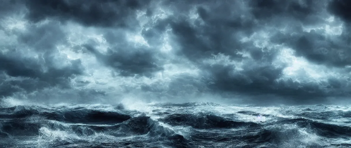 Prompt: stormy ocean monster dramatic lighting cinematic establishing shot extremely high detail foto realistic cinematic lighting post processed