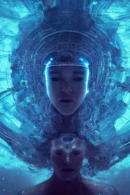 Image similar to a movie still of an ancient futuristic ethereal superstar with digital modifications surrounded by a underwater ink pour and flowing liquid gallium and complex sacred geometry, powerful, cinematic, beautifully lit, by john howe, by beeple, by artgerm, by karol bak, by brian froud, 3 d, trending on cgsociety, octane render, 8 k