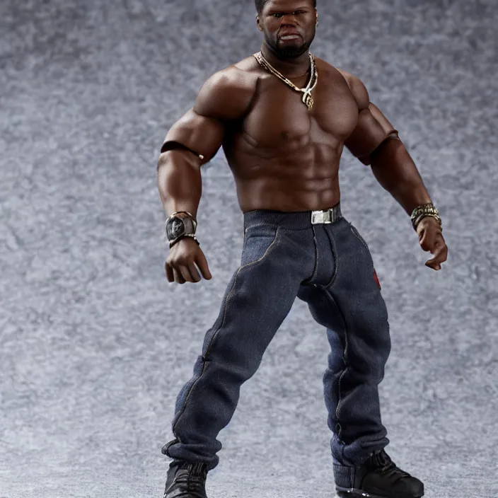 Prompt: a hot toys figure of 5 0 cent, figurine, detailed product photo